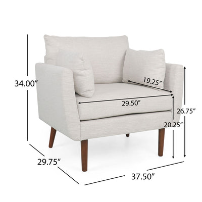 Luminate - Upholstered Fabric Club Chair With Tapered Legs And 2 Accent Pillows