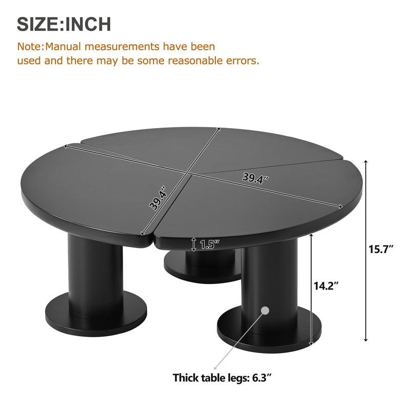 Round Petal Shaped Coffee Table With 3 Thick Legs