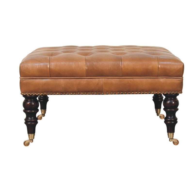 Buffalo - Leather Ottoman With Castor Legs