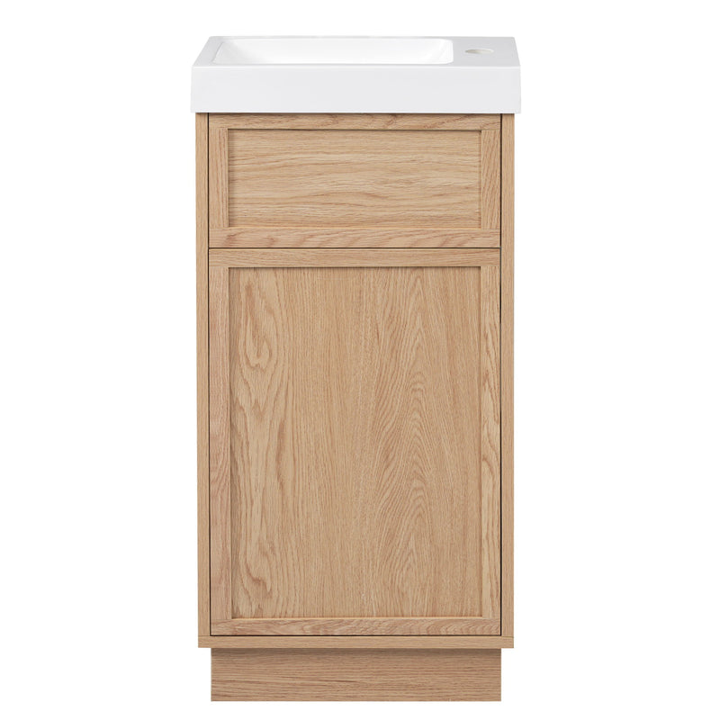 15.75" Bathroom Vanity With Reversible Resin Sink And Cabinet - Wood