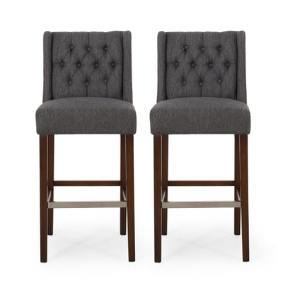Solstara - Upholstered Dining Barstool With Button Tufted And Wing Back