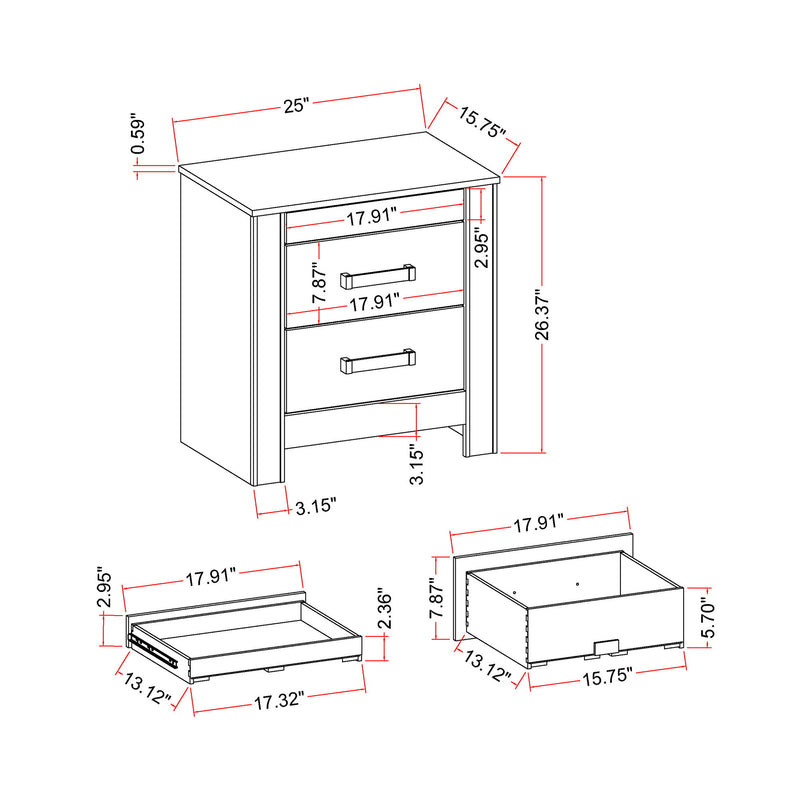 Lorenzo - Nightstand With Hidden Compartment And Handles - Silver