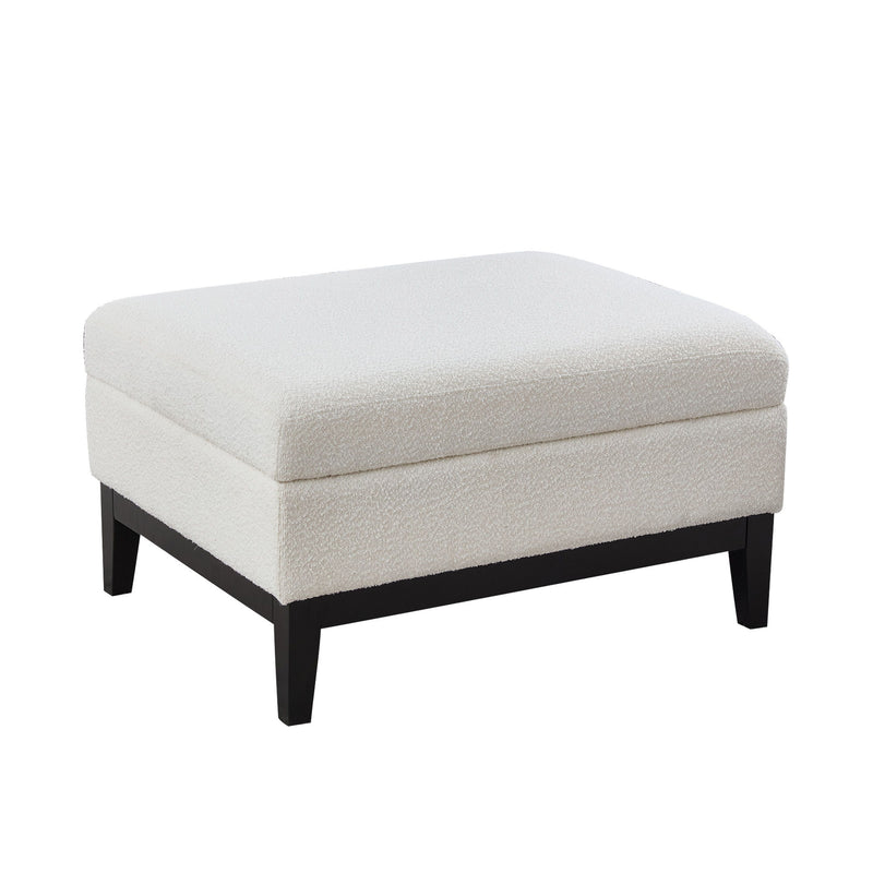 Upholstered Storage Ottoman With Reversible Lid Coffee Table With Rubberwood Legs