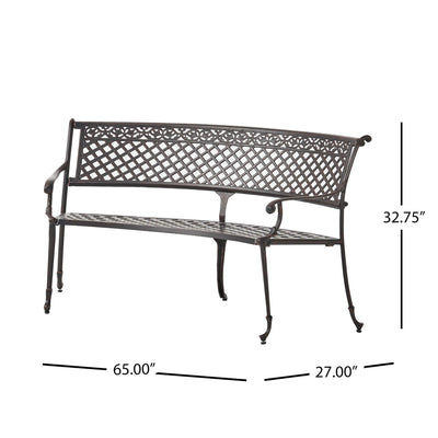 Sector - Bench With Curved Design And Diamond Cross Seat - Copper