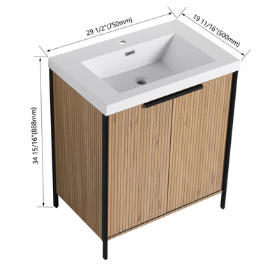 Modern Freestanding Bathroom Vanity With Resin Sink & Soft Close Cabinet Doors