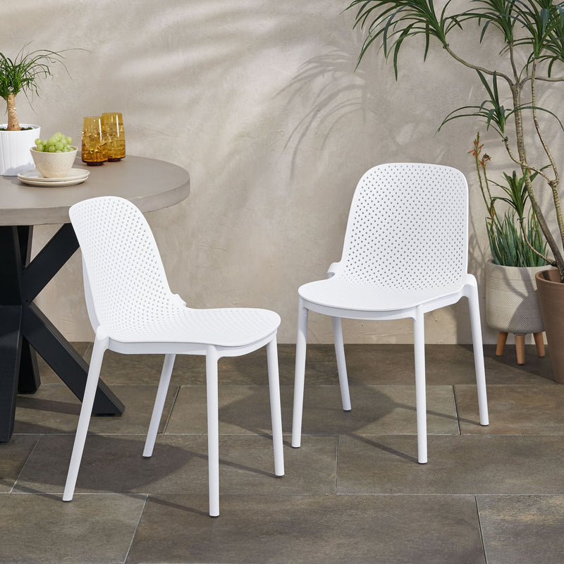 Outdoor Stacking Dining Side Chair (Set of 2)
