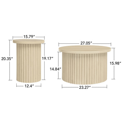 Modern Round Coffee Table And Side Table (Set of 2)