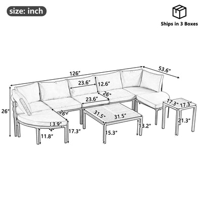 Outdoor Sectional Sofa Set Patio Seating Group With Cushions