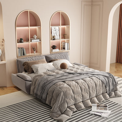 Queen Pull Out 3 In 1 Convertible Sleeper Sofa With Side Storage