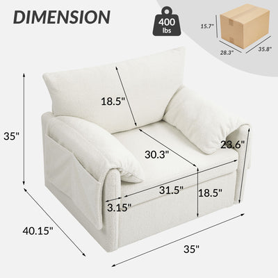 Oversized Swivel Armchair Modern Chair & Single Sofa Lounge, Comfortable Seating For Living Room