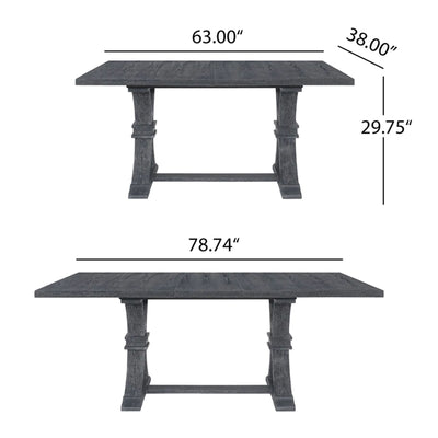 Devingo - Extendable Dining Table Rustic Style - Gray