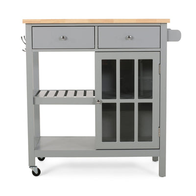 Aidah - Contemporary Kitchen Cart With Wheels - Gray