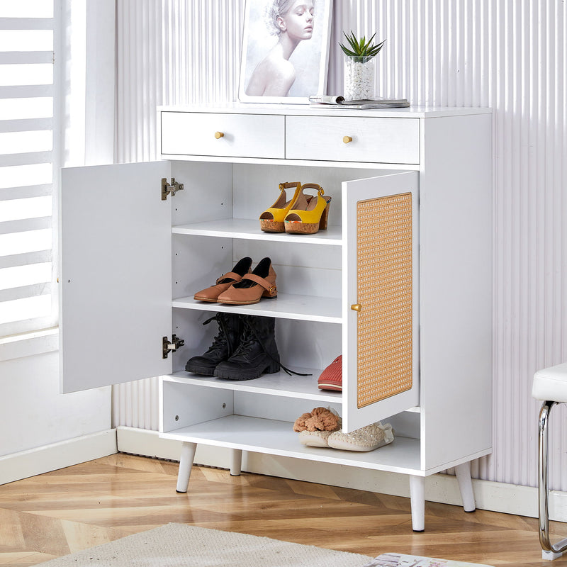 Modern Minimalist Rattan Shoe Cabinet, Elegant Storage Solution