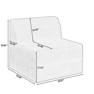 Modern Minimalist Corduroy Sleeper Sofa, Compressed Sectional Single Seat