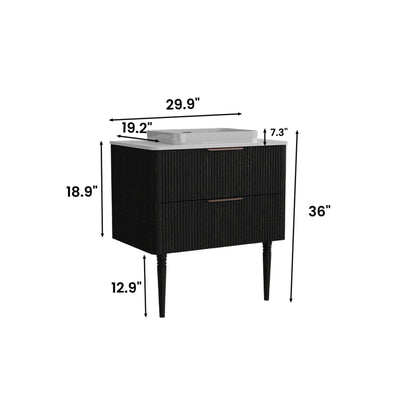 Elena - Modern Bathroom Vanity With Sink With Ample Storage, 2 Soft Close Drawers