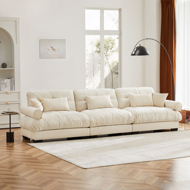 Modern Oversize Sofa With Cloud Like Comfort, Featuring Waist And Throw Pillows