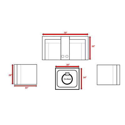 Patio Conversation Set & Cushions, Seats 4 - Gray Mix