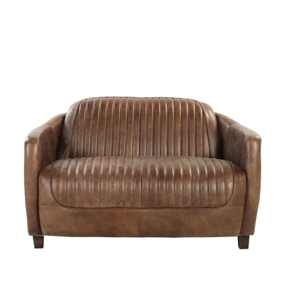 Brancaster - Grain Leather Loveseat - Brown