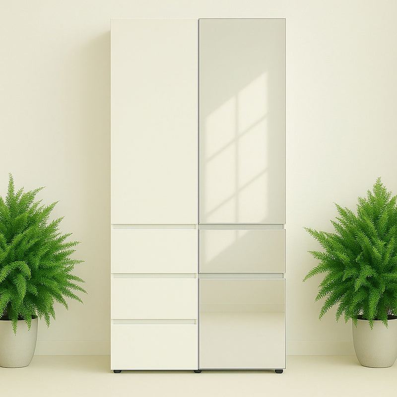 Elise - Modular Wood Closet System With Mirror In Customizable Storage Solution - White
