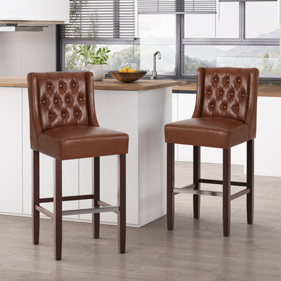 Solstara - Upholstered Dining Barstool With Button Tufted And Wing Back