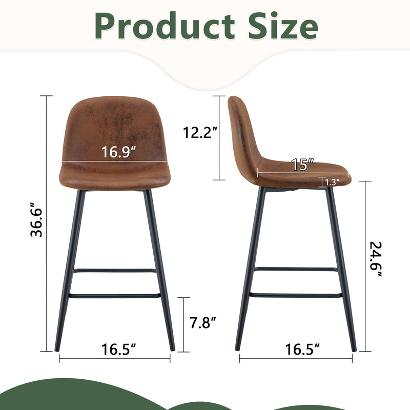 Modern Black Pu Bar Chair Rounded Backrest (Set of 2)