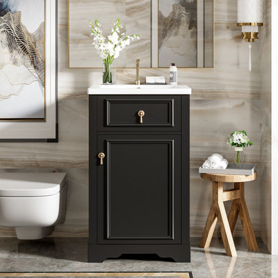 Elegant Bathroom Vanity With Ceramic Sink, Soft Close Door, Adjustable Shelf