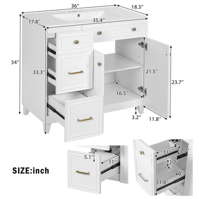 Bathroom Vanity With Sink, Soft Close Doors, Adjustable Shelves