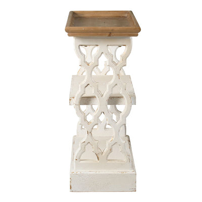 Distressed Wood Shelf Tray, French Country Console Table - Brown / Antique White