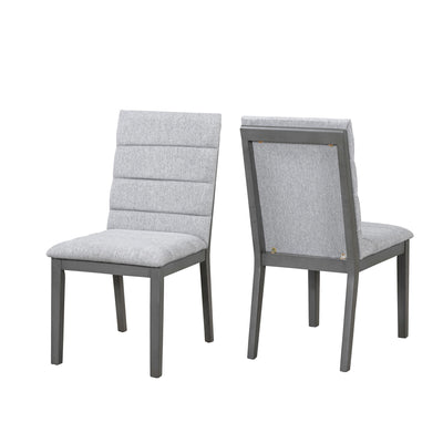 Tufted Upholstery Modern Dining Chairs (Set of 2) Sleek Comfort With Rubber Wood Frame - Gray / Oak