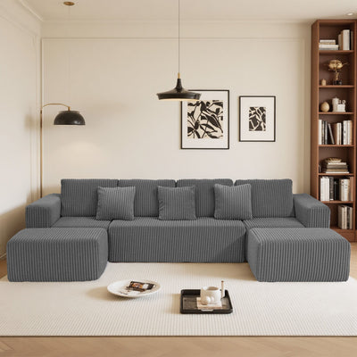 Modular U-Shaped Sectional Sofa With Reversible Design