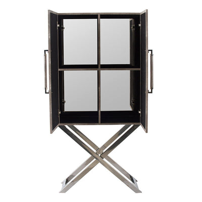 Cabinet - Silver - Faux Leather