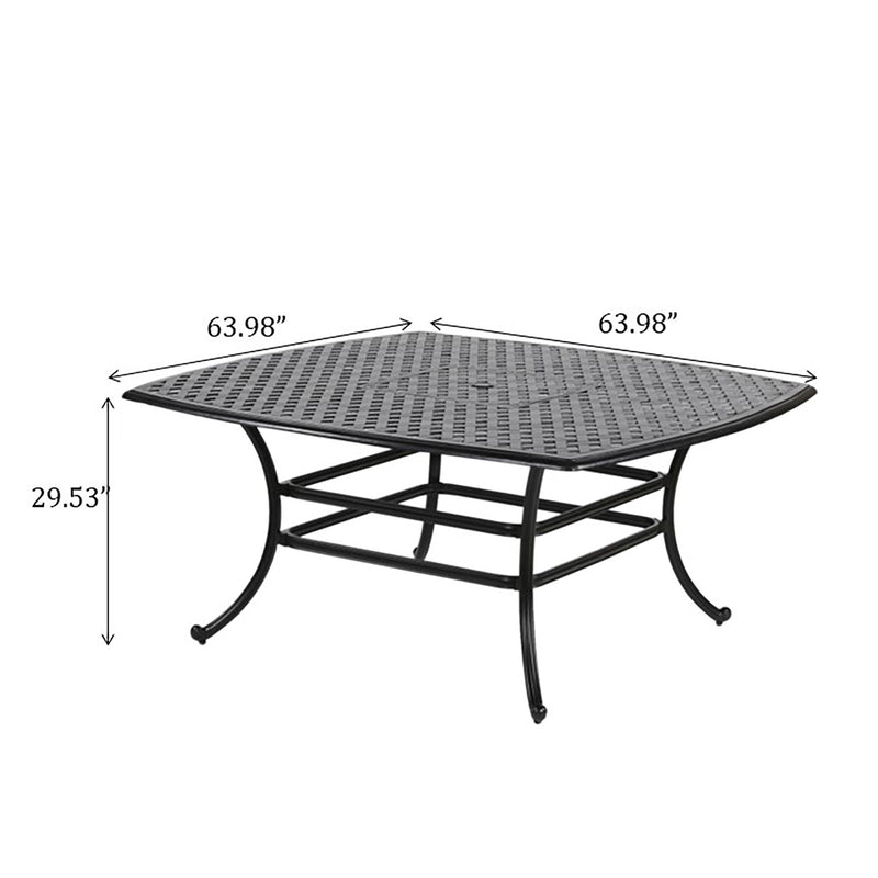 Square 8 Person 63.98" Long Dining Set With Dupione Brown Cushions