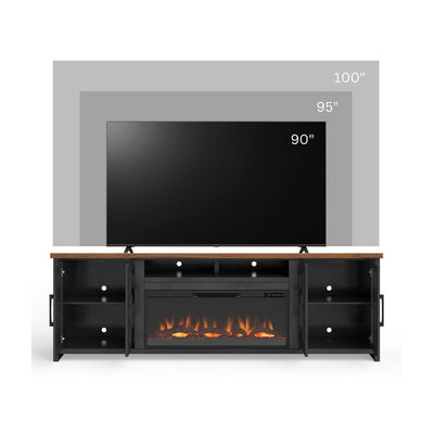 Essex - Fireplace TV Stand Console For TVs Up To 100" - Black, Whiskey