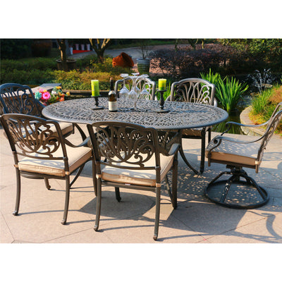 Oval Aluminum Dining Set With Cushions