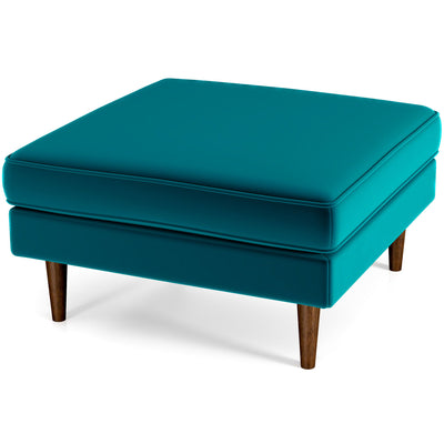 Amber - Square Upholstered Ottoman Linen