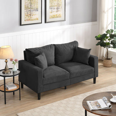 Modern Upholstered Loveseat Sofa With High Resilience, Wooden Frame - Dark Gray