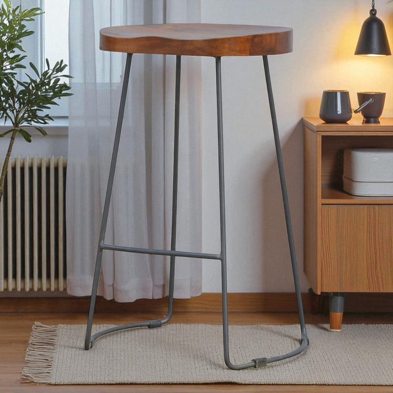 Industrial Chunky Bar Stool - Chestnut