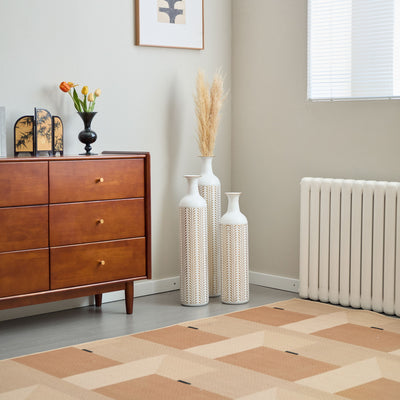 Floor Metal Vase Modern Style Decoration Home Metal Vase 3 Piece Set Gorgeous Home Decoration Large Glazed Metal Vase - Gold / White