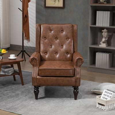 Modern Accent Armchair With Sturdy Wood Legs