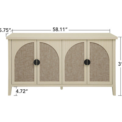 Rattan 4 Door Cabinet, Suitable For Bedroom - Natural