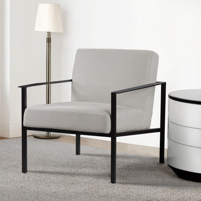 Millie - Modern Stationary Metal Accent Chair With Polyester Upholstery - Off White