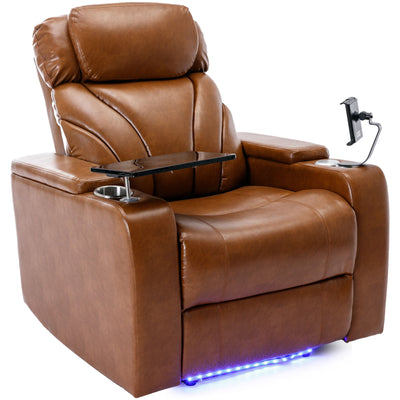 Power Motion Recliner Electric Power Recliner With USB Charging Port, Hidden Arm Storage, Convenient Cup Holder And Bluetooth Speaker