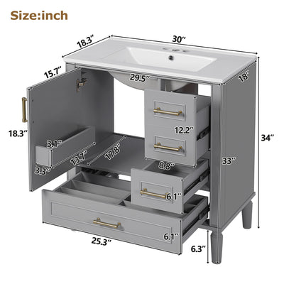 Traditional Bathroom Vanity Set With Soft Close Doors