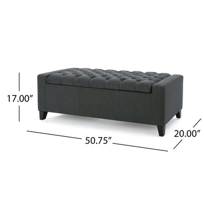 Contemporary Storage Ottoman With Tufted Top - Dark Gray