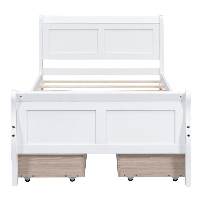 Platform Bed Frame Mattress Foundation Sleigh Bed With Headboard / Footboard / Wood Slat Suppor