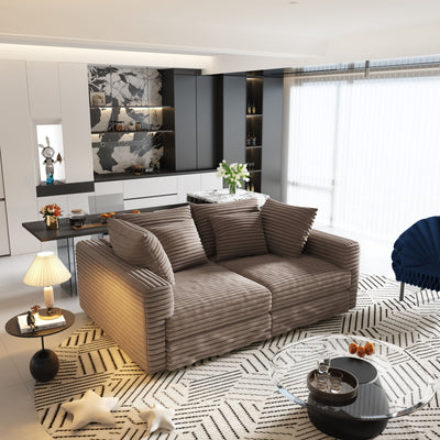 Plush Corduroy 4 Seat Sofa, Modern Comfy Upholstered Sofa Cloud Couch, Deep Seat Couches With Soft Pillows