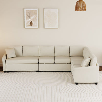 L-Shaped Sofa Convertible Sofa Bed Pull Out Sofa Sleeper With Two Back Pillows, Two USB Ports And Two Power Sockets For Living Room