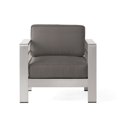 Outdoor Aluminum Club Chair With Cushion - Gray
