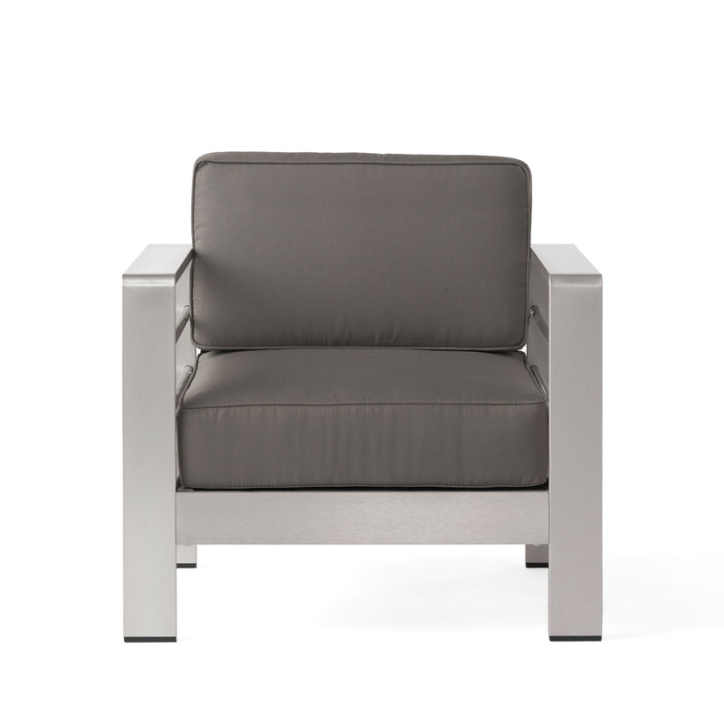 Outdoor Aluminum Club Chair With Cushion - Gray