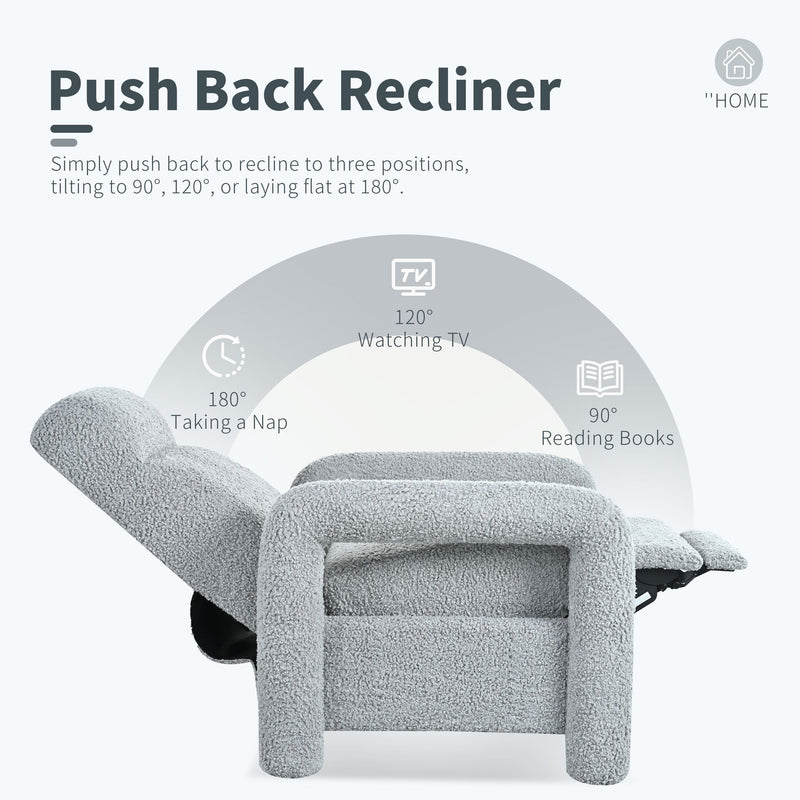 Push Back Recliner Armchair Upholstered Recliner Chair Single Sofa With Adjustable Backrest